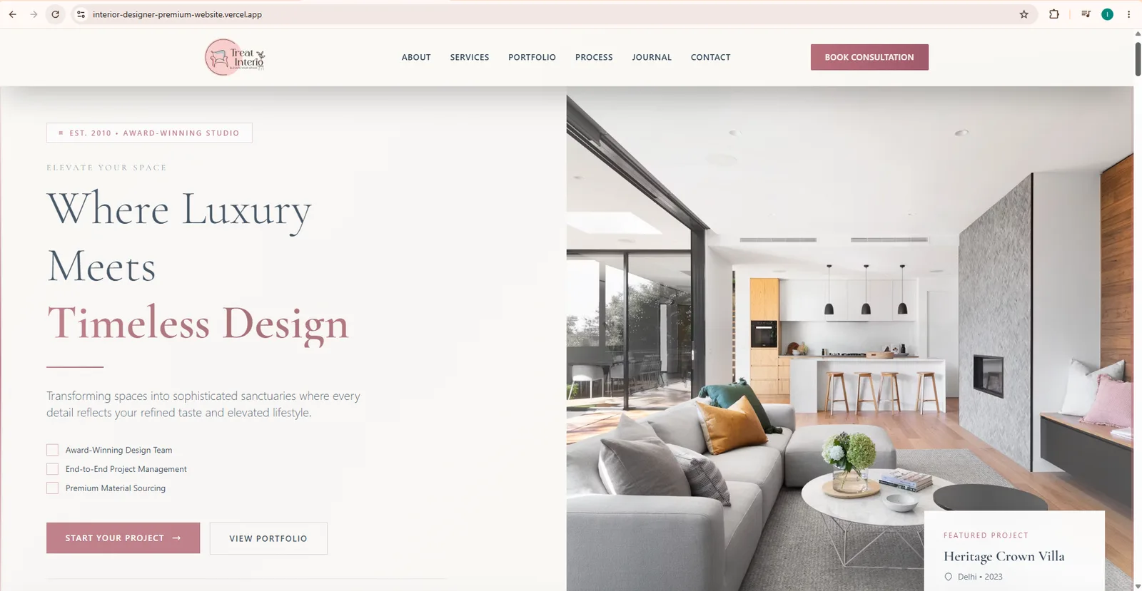 Treat Interio — Interior-Design Website